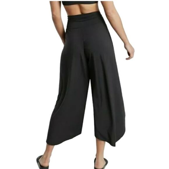 NWT Athleta Release Pant Hi Rise Wide Leg Split Hem Crop Lounge Yoga Black XL - Picture 2 of 12